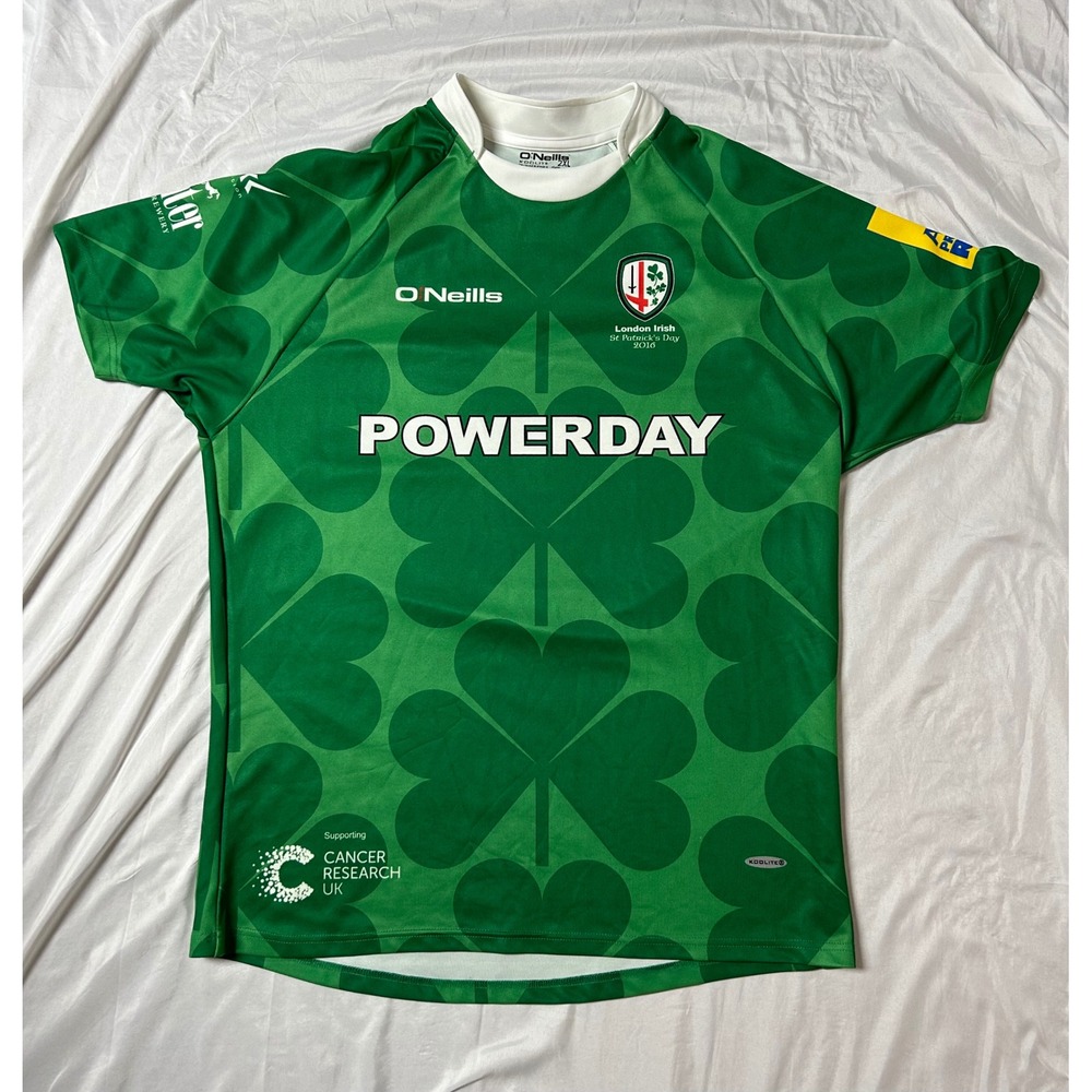 O'Neills London Irish St Patrick's Day 2016 Rugby Jersey Green Mens 2XL Koolite